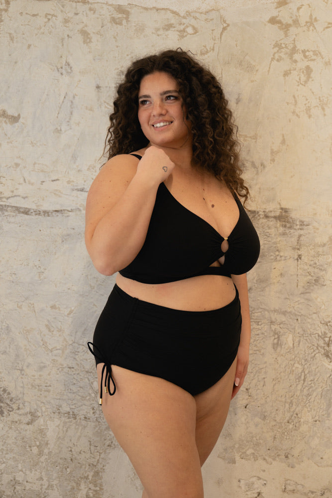 Bikini Drappeggiato con Dettagli Oro