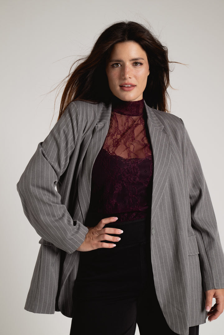 Blazer Gessato con Cintura