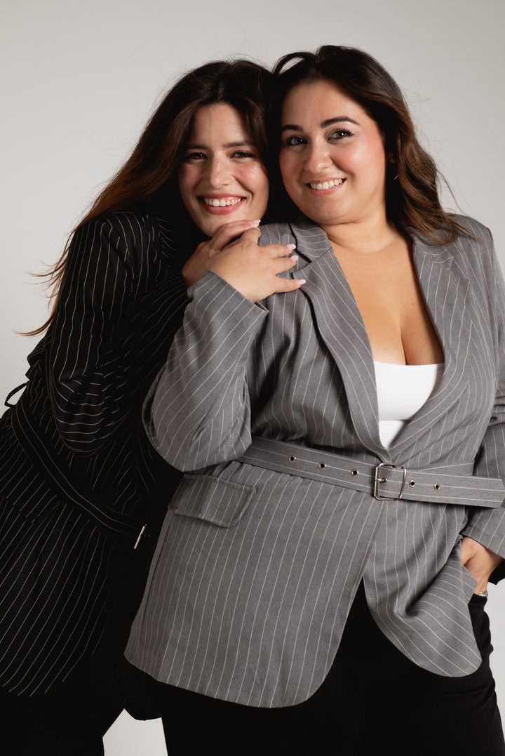 Blazer Gessato con Cintura