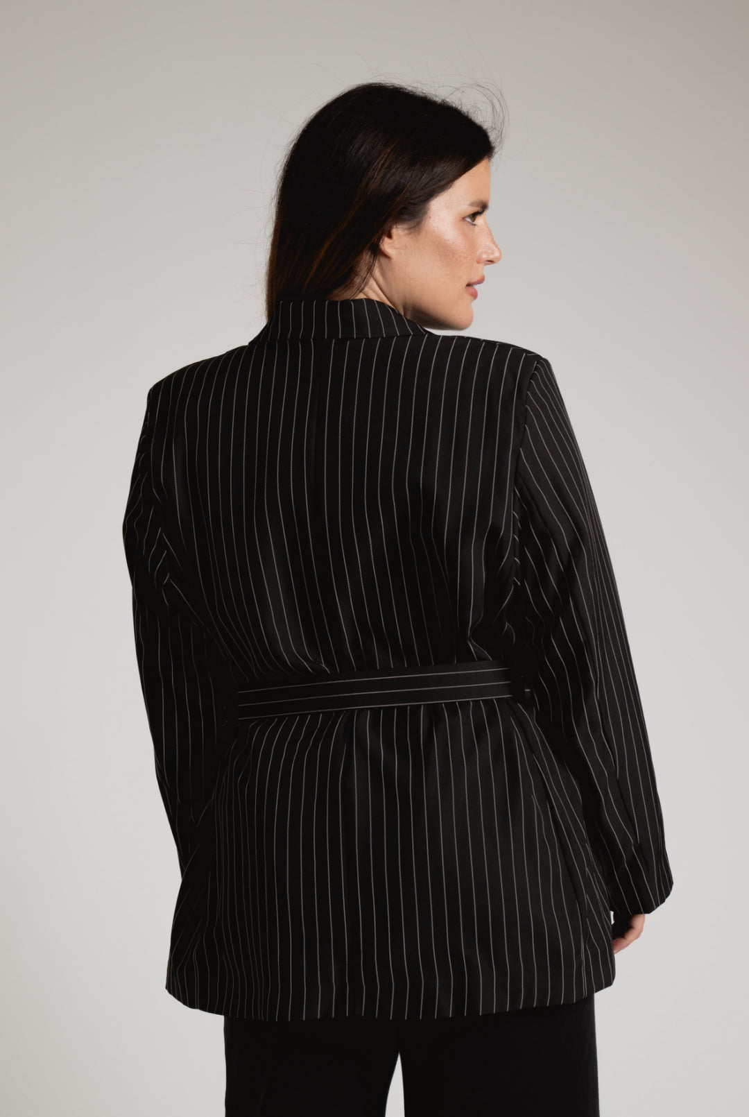 Blazer Gessato con Cintura