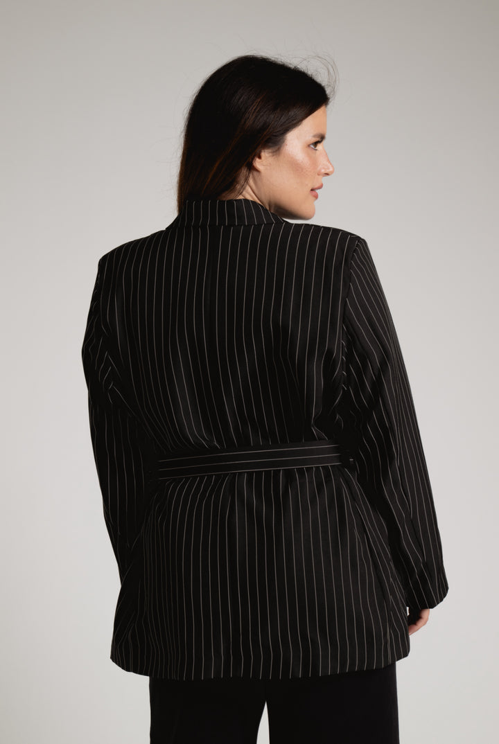 Blazer Gessato con Cintura